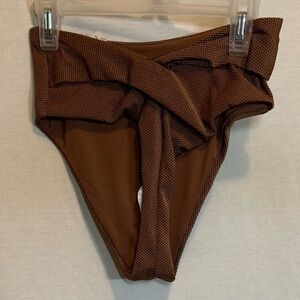 AA-267 Aerie NWT High‎ Cut Cheeky Brown Summer Swim Bikini Bottoms Size XS